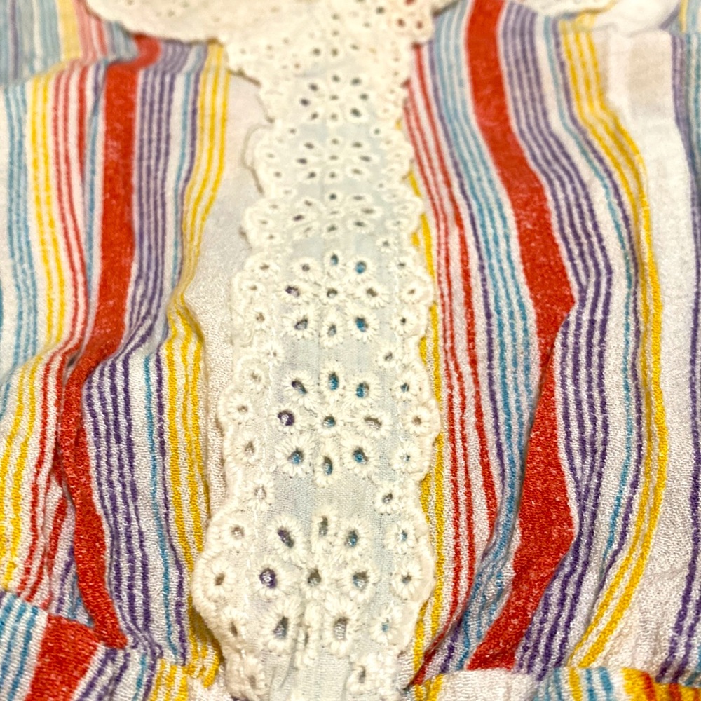 Nevena Rae Lace Eyelet Striped Romper Medium Multicolored - Picture 3 of 4